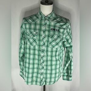 Red Snap Jean Co. Plaid Pearl Snap Buttons Men’s Western Shirt w/Pointed Yokes